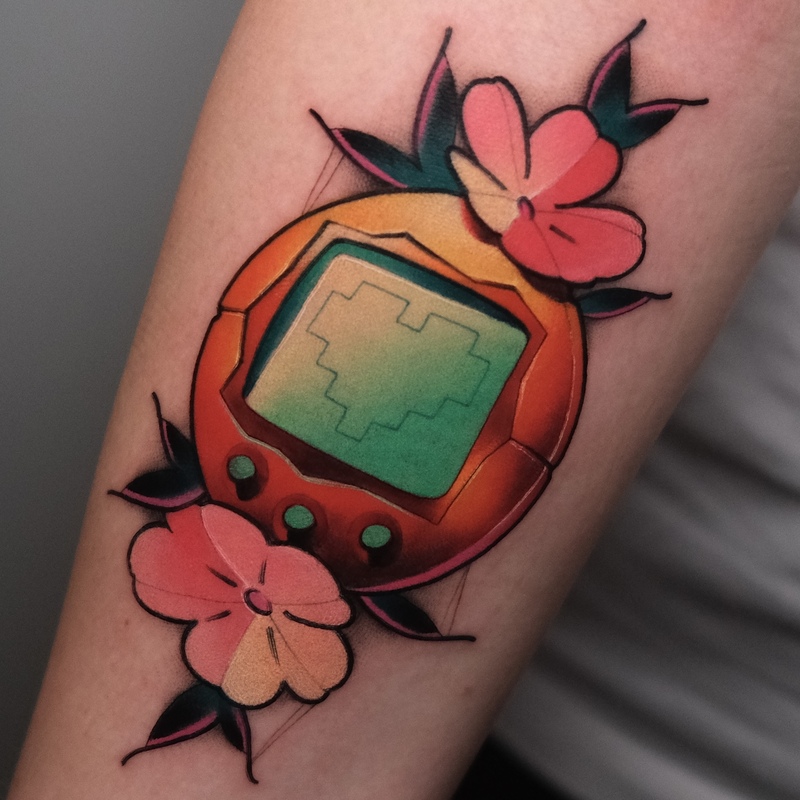 Color videogame tattoo by Sasha Akulov, tattoo artist in Finland