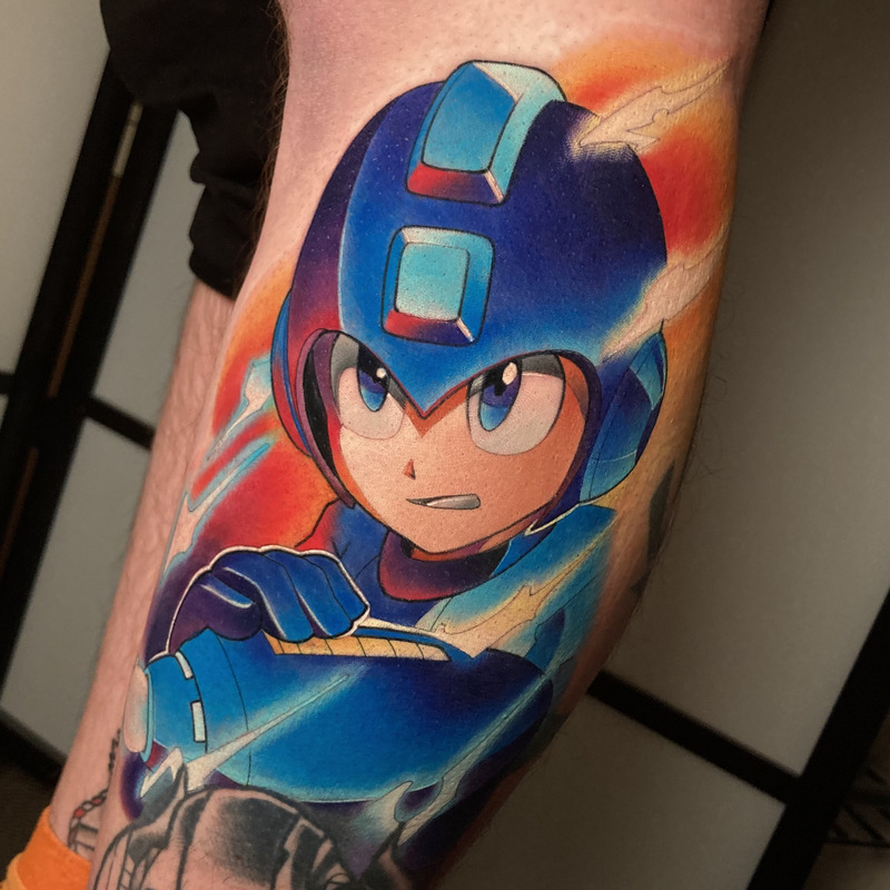 Color anime and videogame tattoo by Sasha Akulov in Espoo